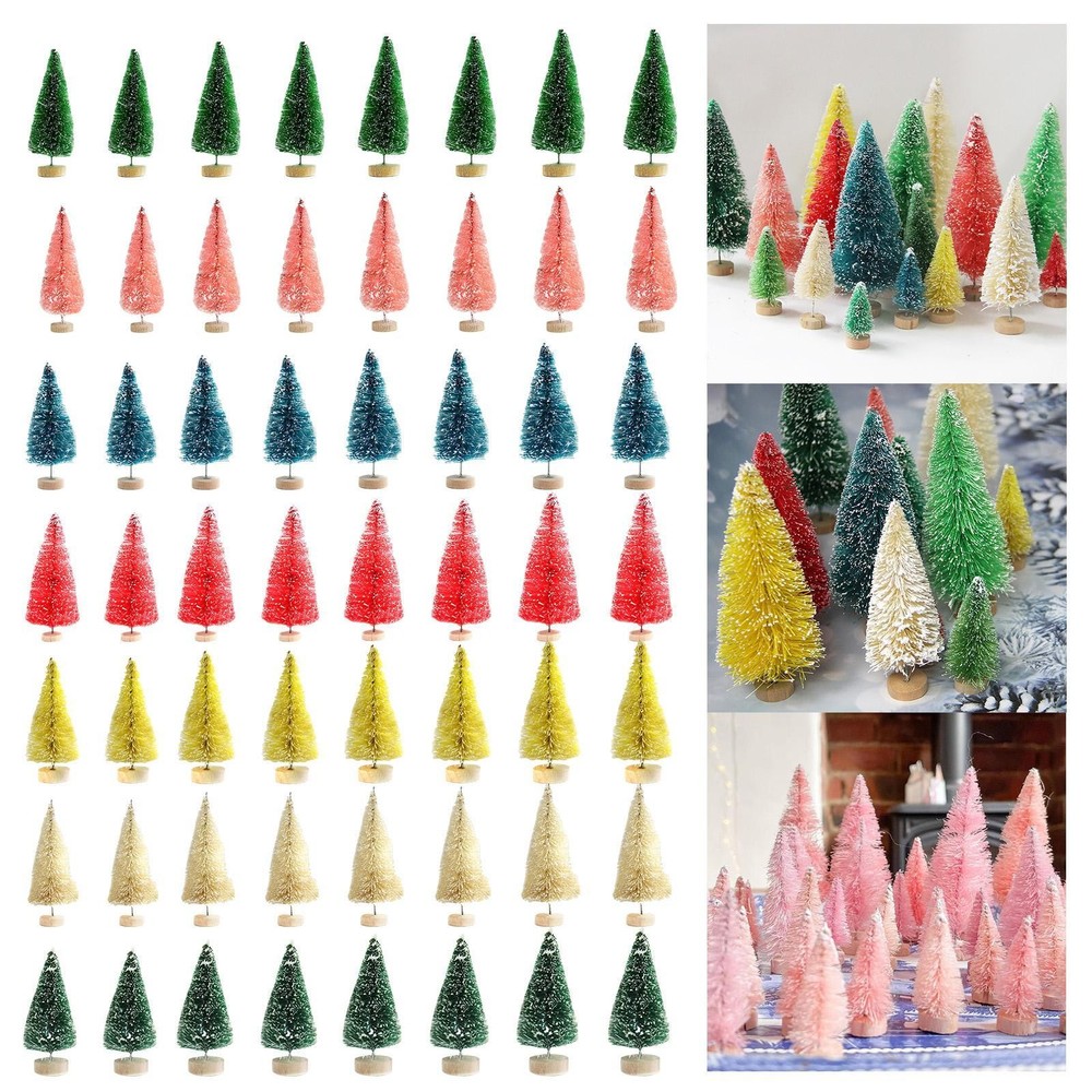 8Pcs Desktop Miniature Pine Tree Bottle Brush Trees Mini Artificial Christmas