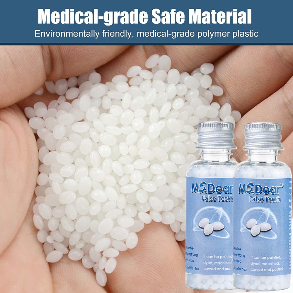 2PCS Tooth Repair Granules Temporary Fitting Beads Reusable Moldable False Teeth
