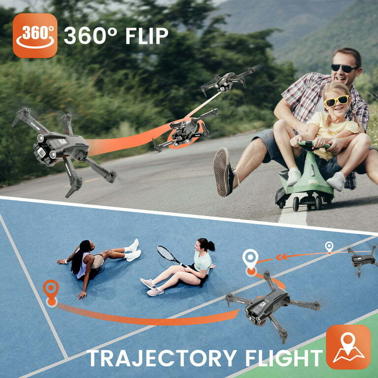 Deerc D96 Drones 4K Dual HD Camera Foldable FPV RC Quadcopter 3 Batteries 36mins