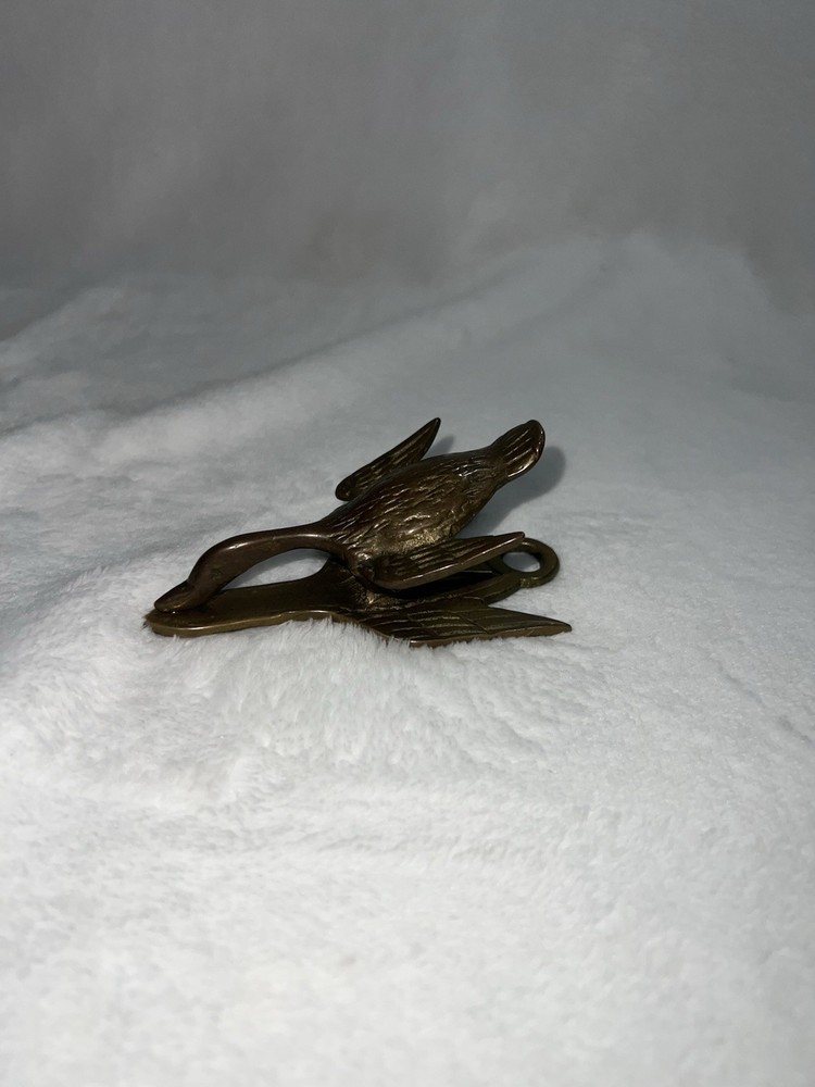 Vintage Heavy Solid Brass Flying Bird Wall Note Clip Spring Action 5oz Brass
