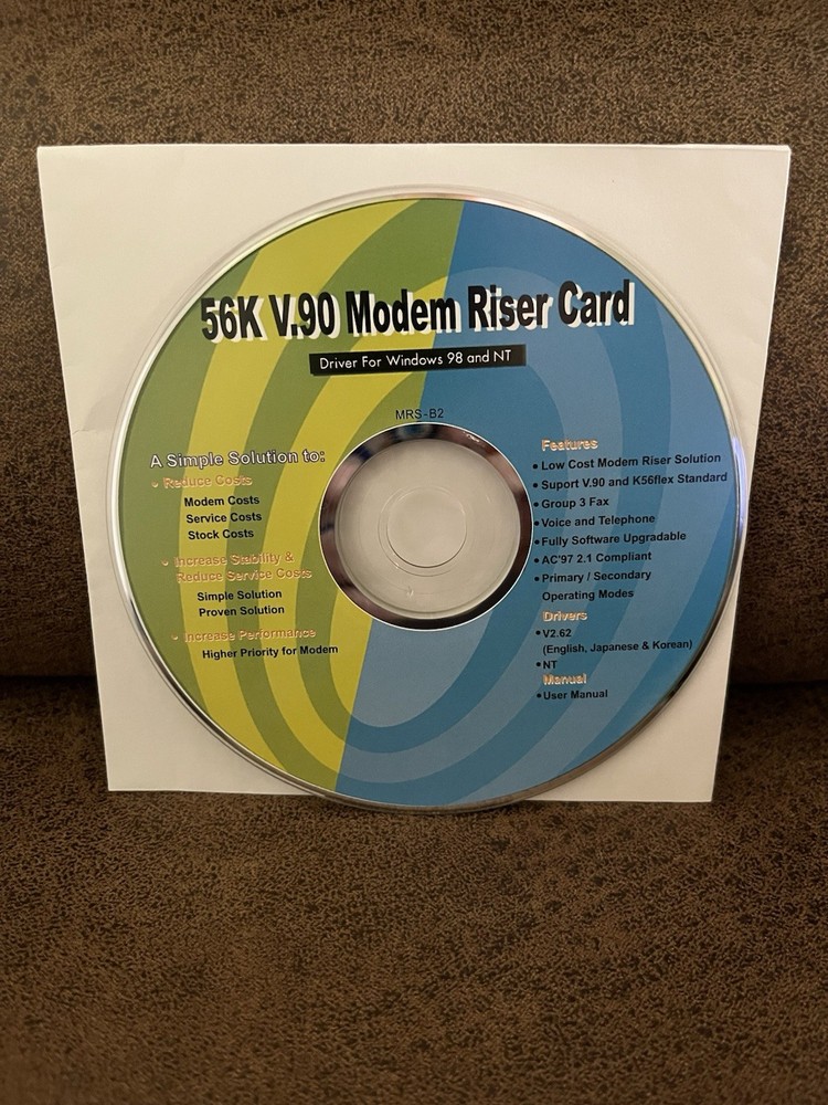 56K v9.0 Modem Riser Card Driver Installation CD For Windows 98