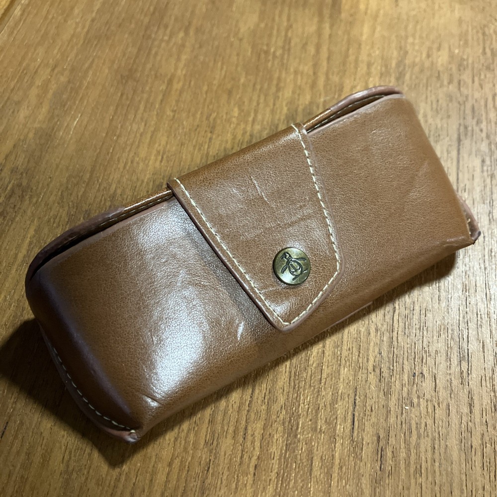 Penguin Eyeglass Sunglasses Case Only Brown Leather Snap Front Closure