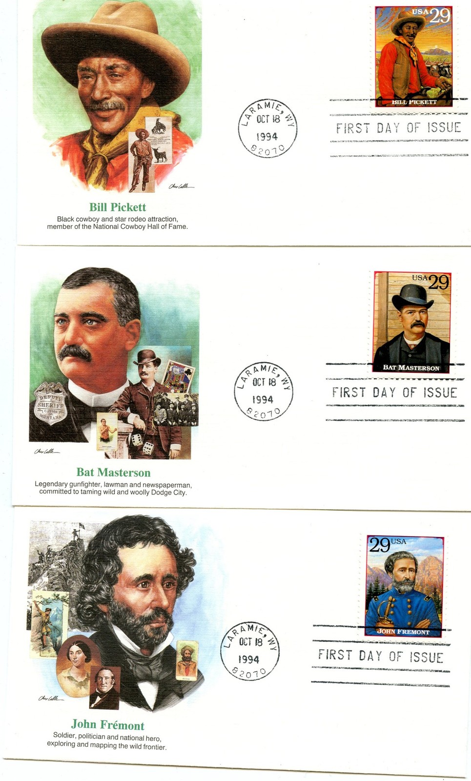 WWLF FLEETWOOD CACHET FDC LEGENDS OF THE WEST 2869a-t COMPLETE SET OF 20 COVERS