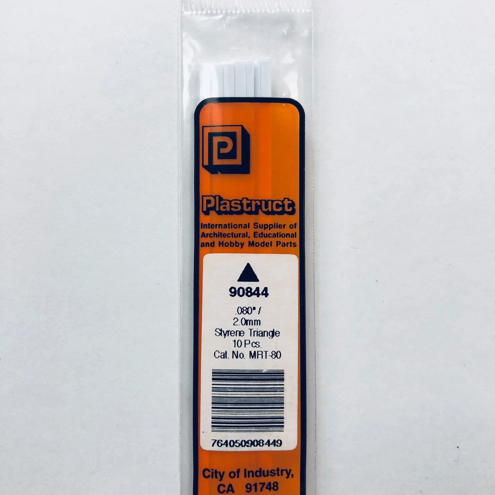 Plastruct 90844 Styrene Triangle Rod 0.080"x 10" (10)