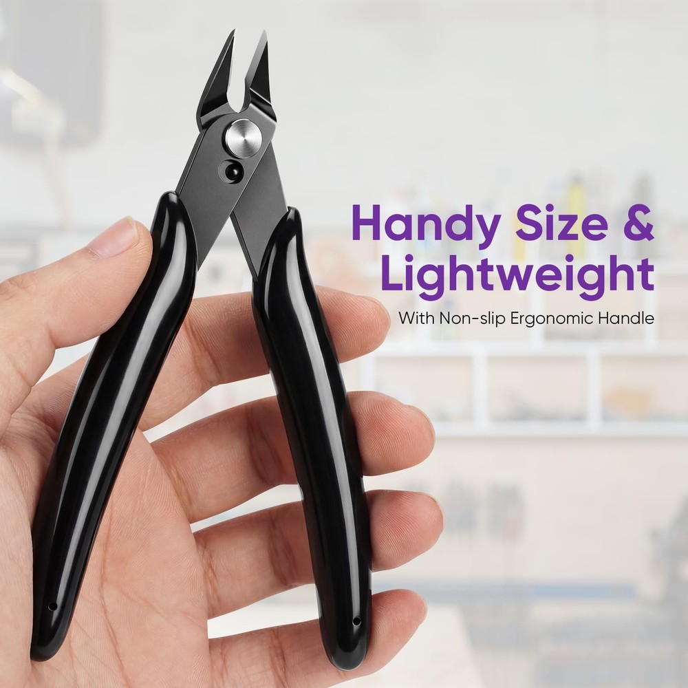 PamMittul 5 Inch Micro Wire Cutters, 2 Pack Precision Flush Black (2 Pack)