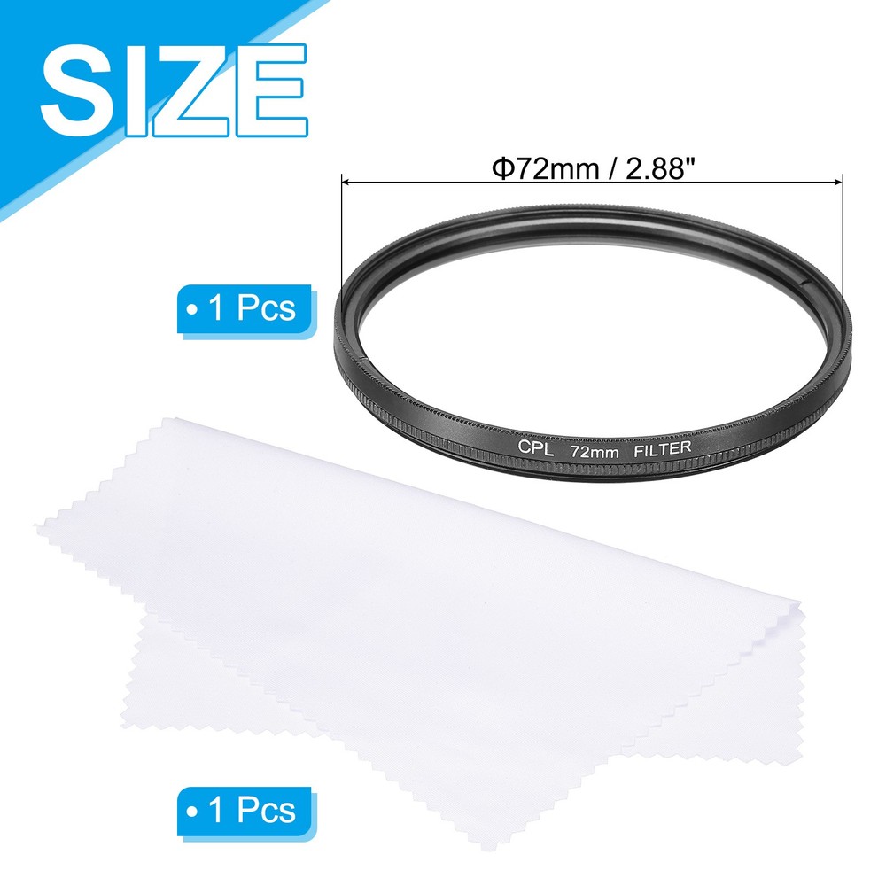 72mm Circular Polarizer Filter, Polarizing Filter with Cleaning Cloth