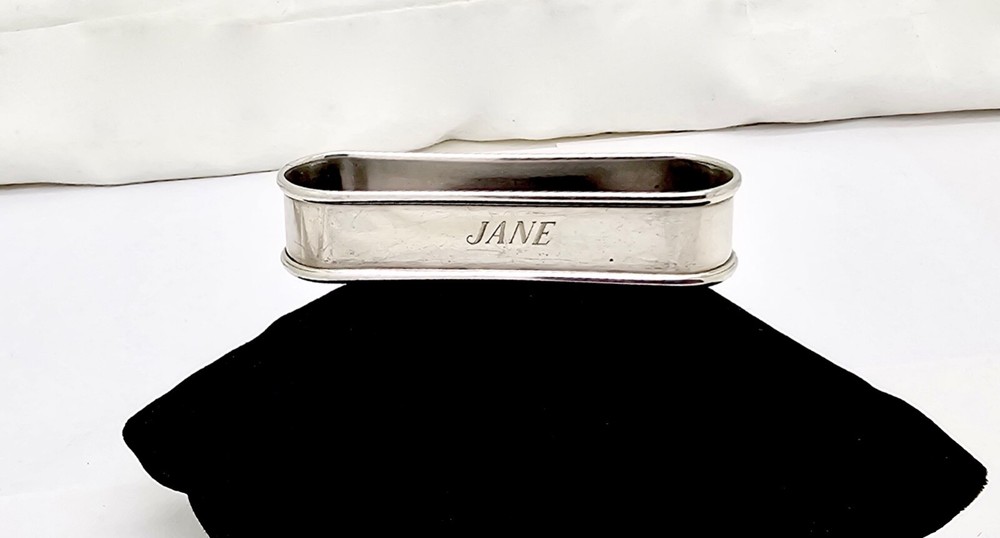 GORHAM STERLING SILVER NAPKIN RING ENGRAVED JANE,2 3/8"