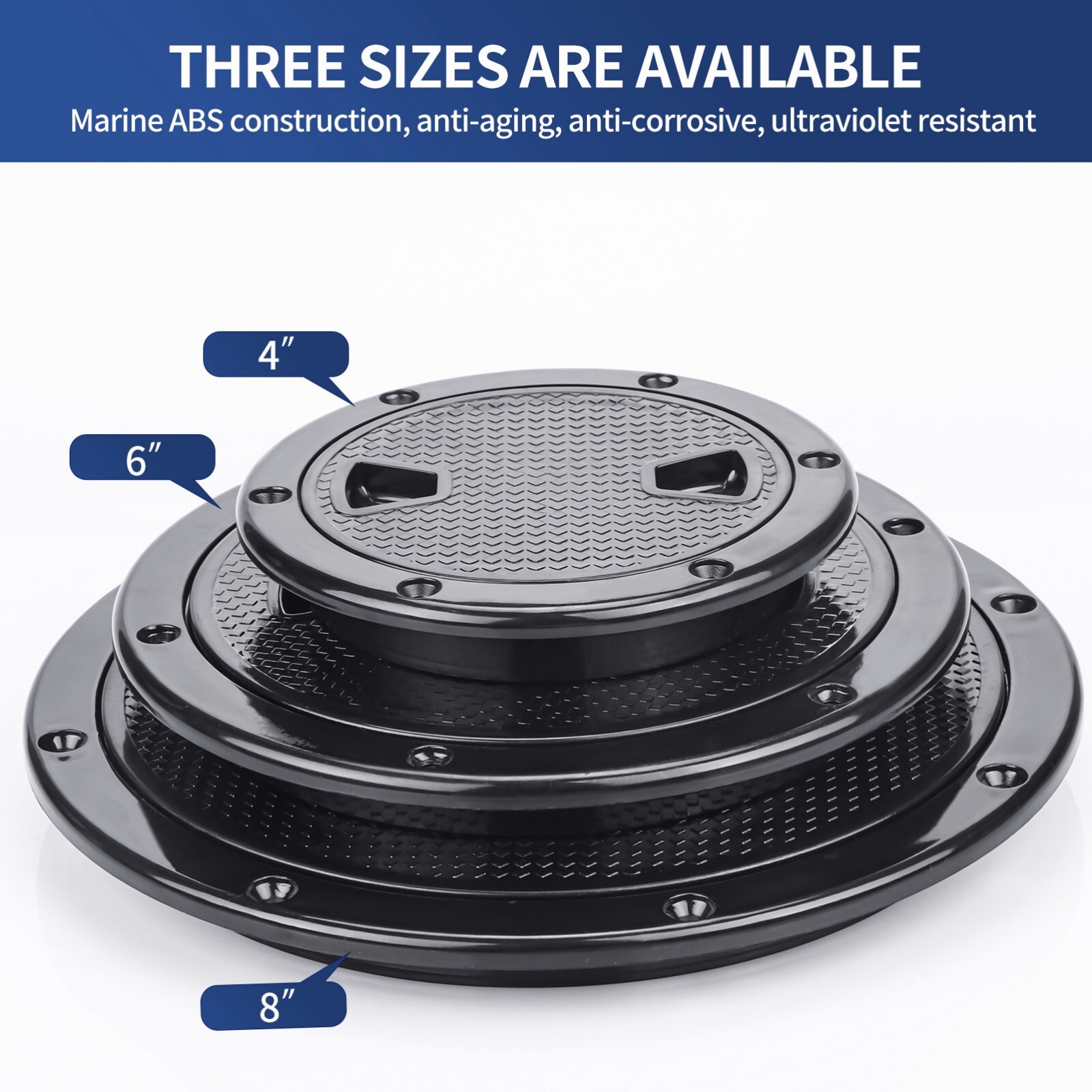 4-Inch Black Round Boat Hatch with Detachable Cover Marine Deck