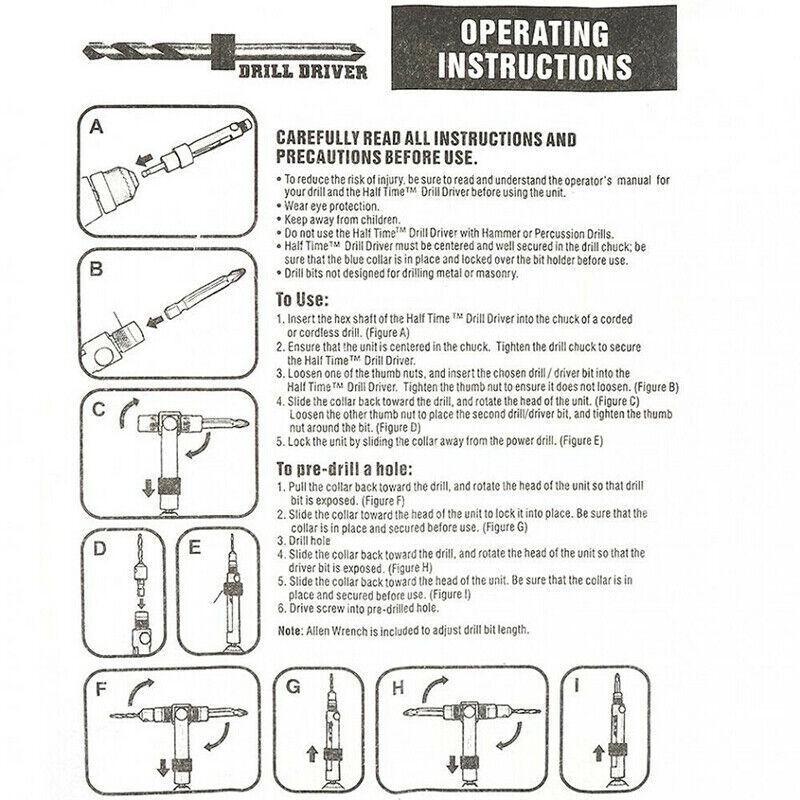 20pcs Swap Drill Bit Tool Set Half Time Drill Driver Screwdriver Head Tools Kit