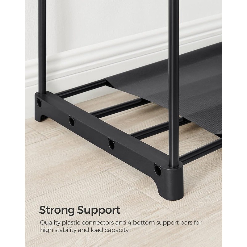Clothes Rack Wardrobe Organizer Tool-Free Anti-Tip Storage Solution Freestanding