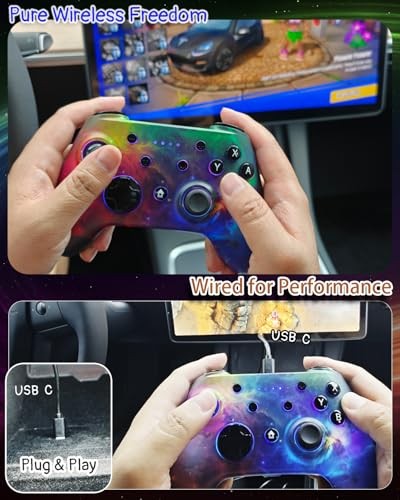 Wzuiсov RGB Game Controller for Switch, PC, iOS & Android | Wireless Red&Blue