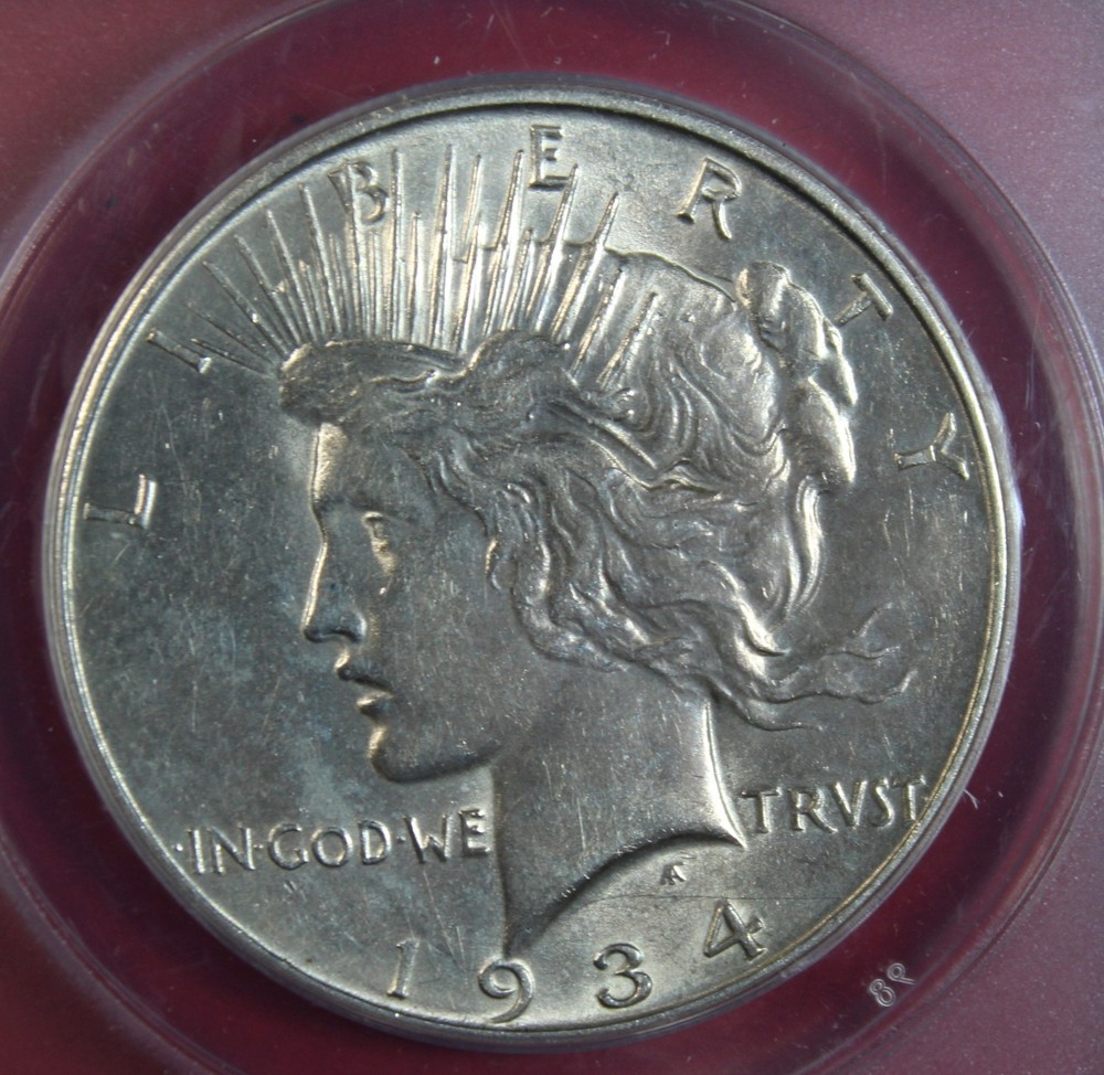 1934-D PEACE DOLLAR ANACS AU55