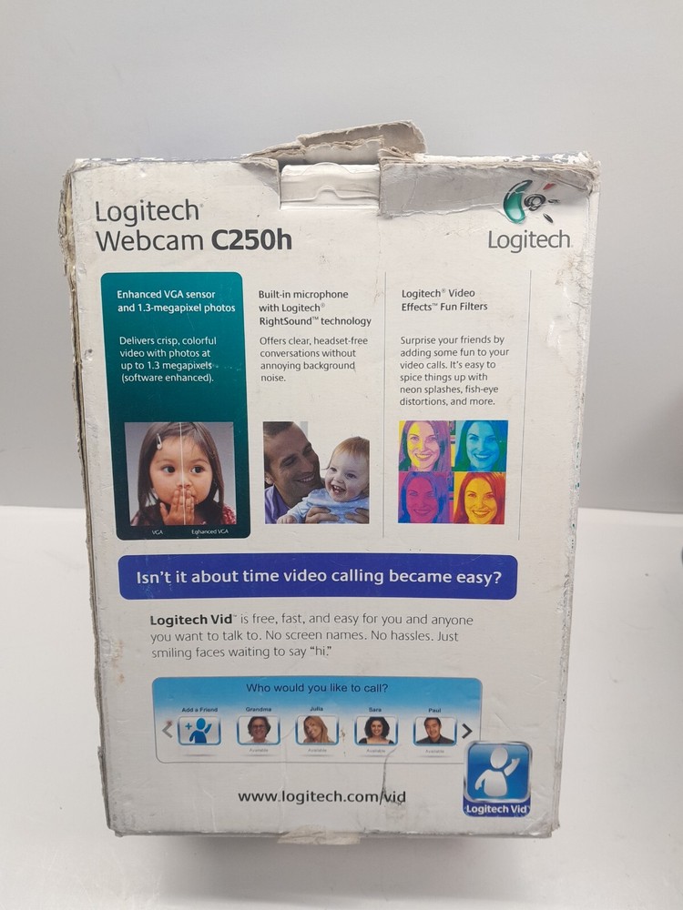 Logitech Webcam Camera C250h Easy Video Calling Wired Headset Open Box 1.3mp