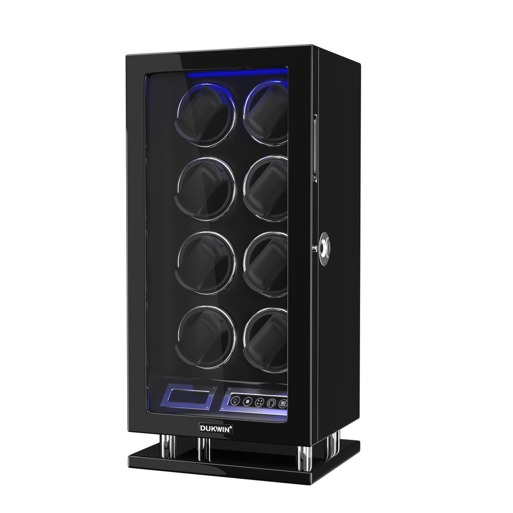 New Fingerprint LED Automatic 8 Watch Winder Box Display Case LCD Touch Screen