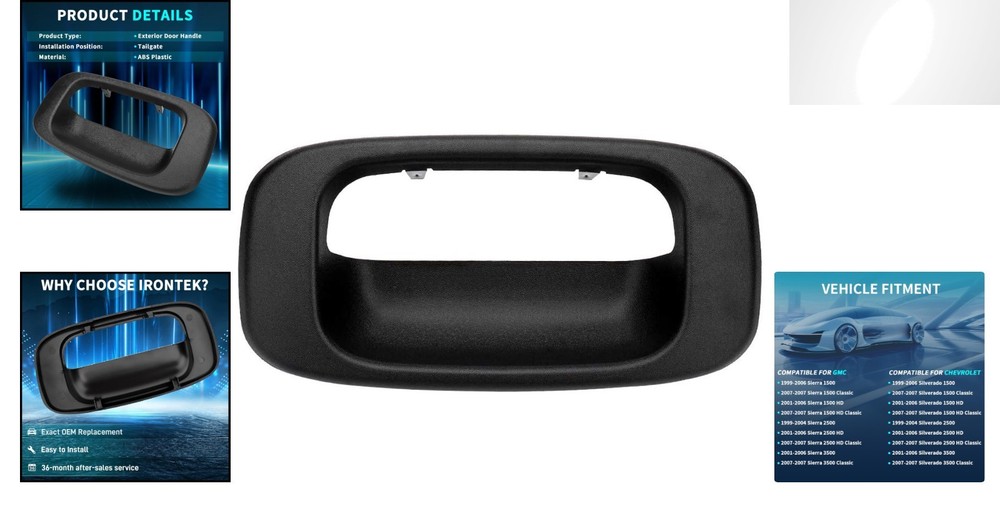 Classic Black Tailgate Handle Bezel for Chevy/GMC 99-07 - Durable Replacement