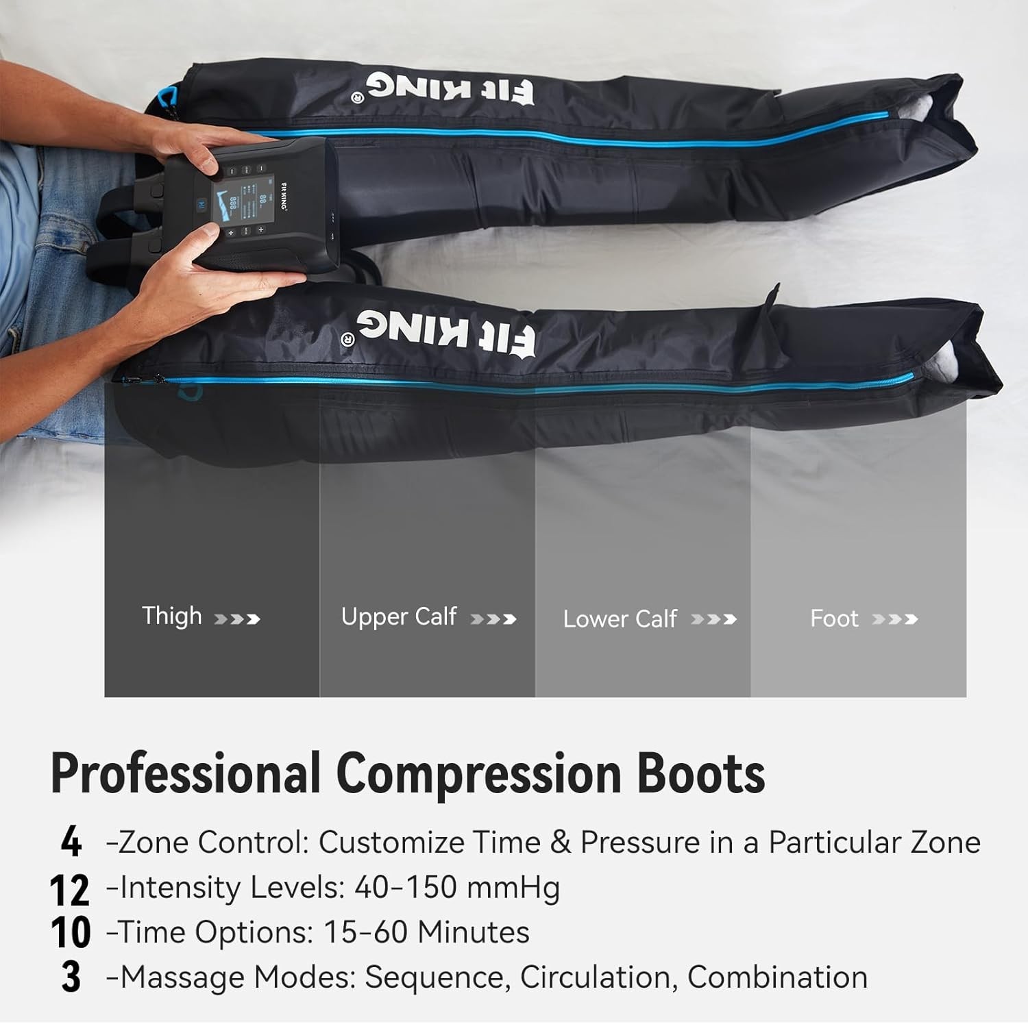 Fit King Professional Air Compression Leg Recovery System Cordless FT-091 Size S