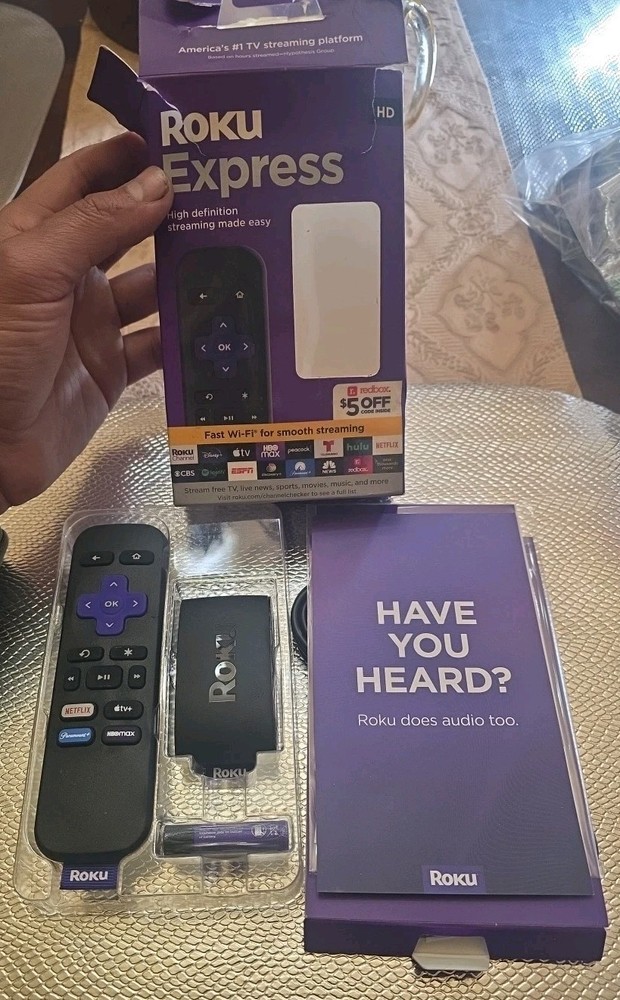 Roku Express+HD Media Streamer Remote, HDMI & Composite, 1080p Untested #C