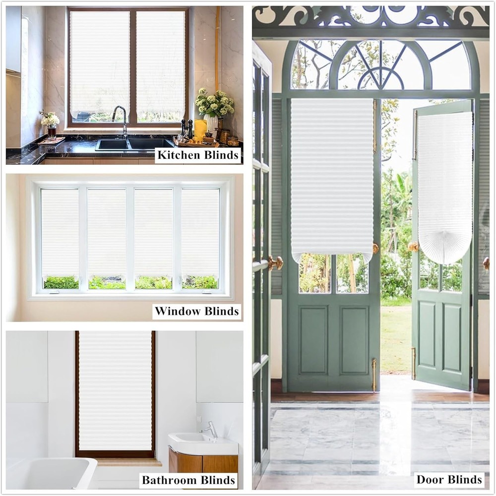 White Blinds for Windows, Temporary 24"W x 59"H, - 1 Pack