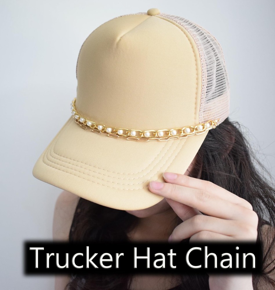 4PCS Trucker Hat Chains Decorative Chain Accessory for Mesh Baseball Metallic