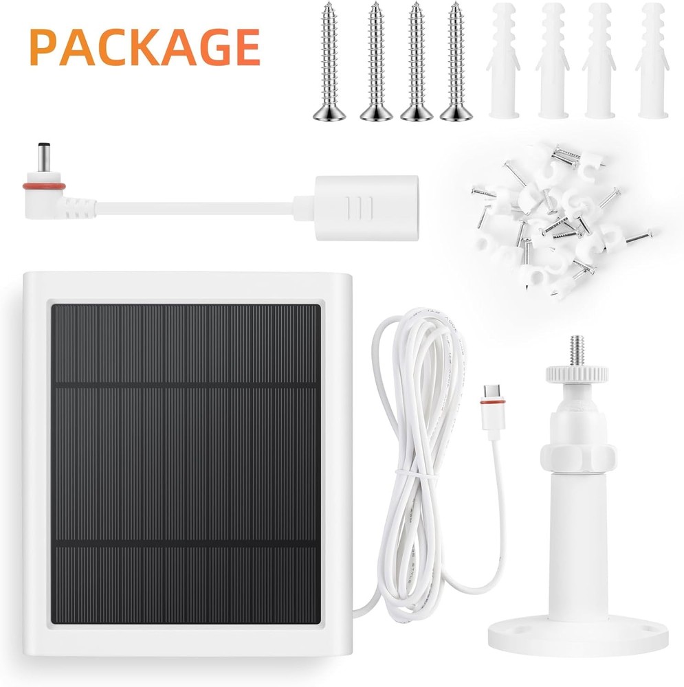 Solar Panel for Ring Camera, 4W Charger Compatible with 1pc, White
