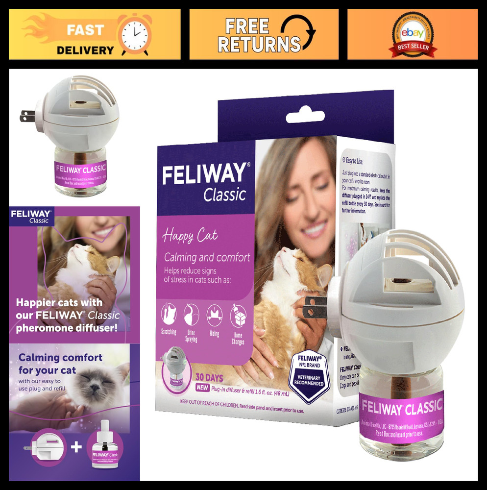 Cat Calming Pheromone Diffuser Starter Kit - 30 Day Stress Relief for Cats & Kit