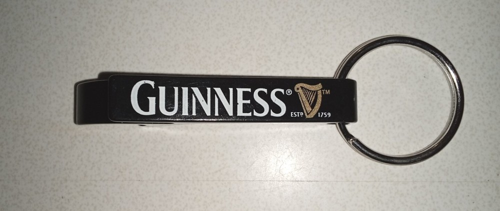 Guinness Beer Metal Bottle Opener Keychain, 2.5", New.