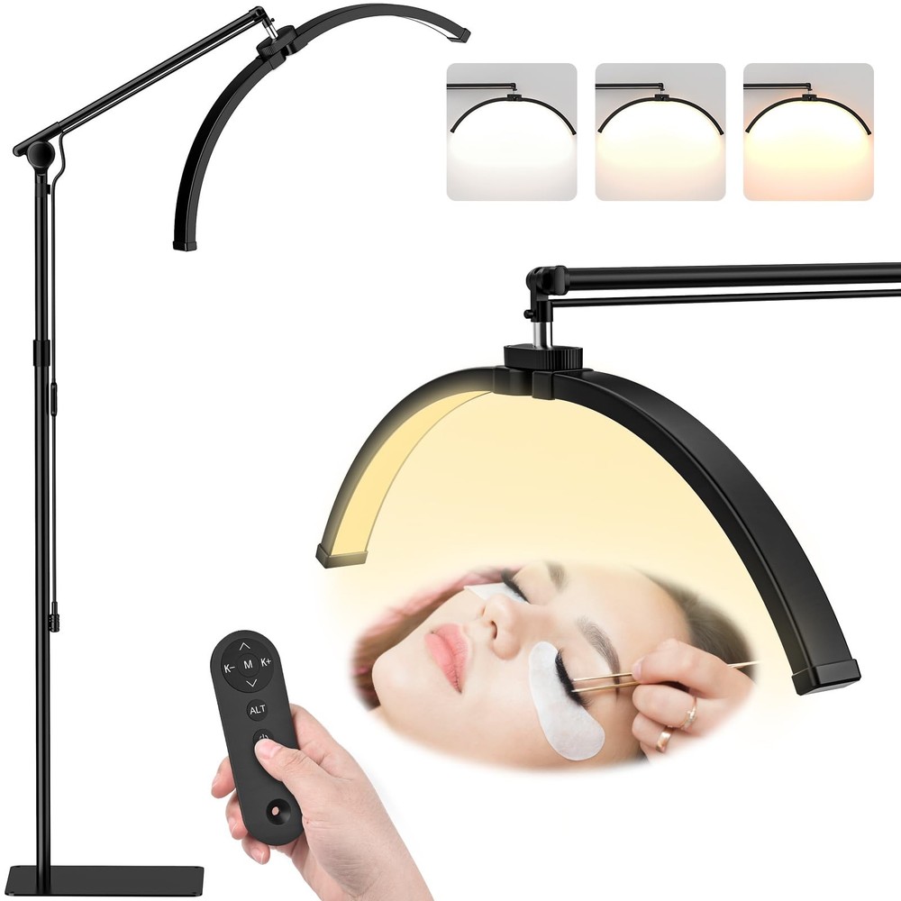 LateRep Half Moon Light, 3-Color Lash Light for Eyelash Tech, Foldable Black