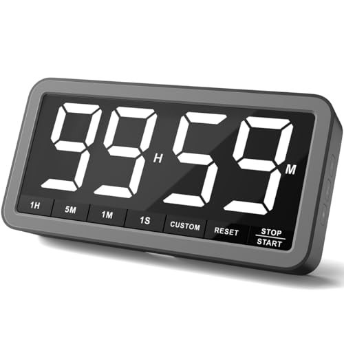 Digital Kitchen Timer - 7.8" Extra Large Display, Magnetic LED, 4 Alarms, 3 Volu