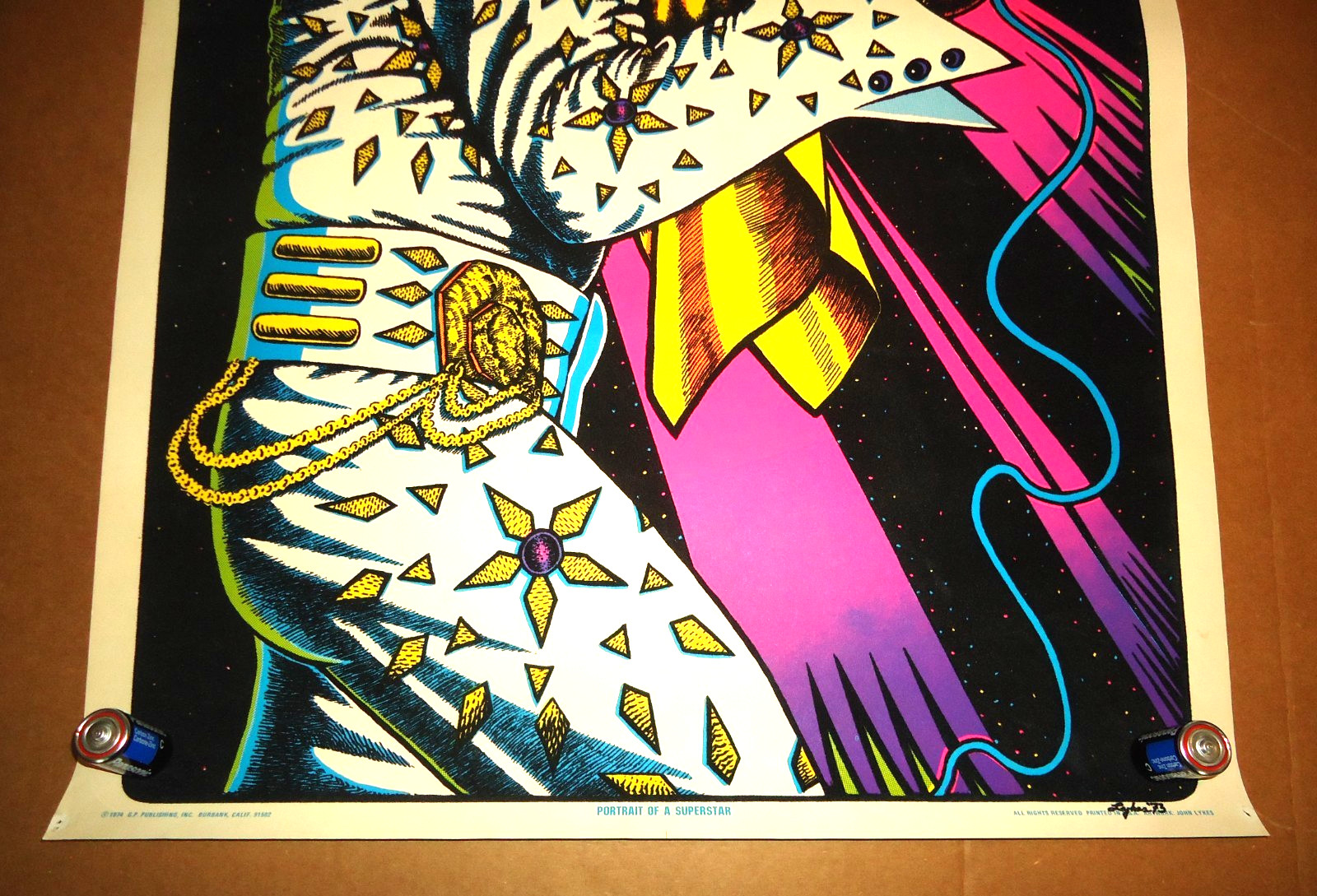 Authentic 1974 Elvis Presley Velvet Poster Blacklight Colorfull John Lykes Rare