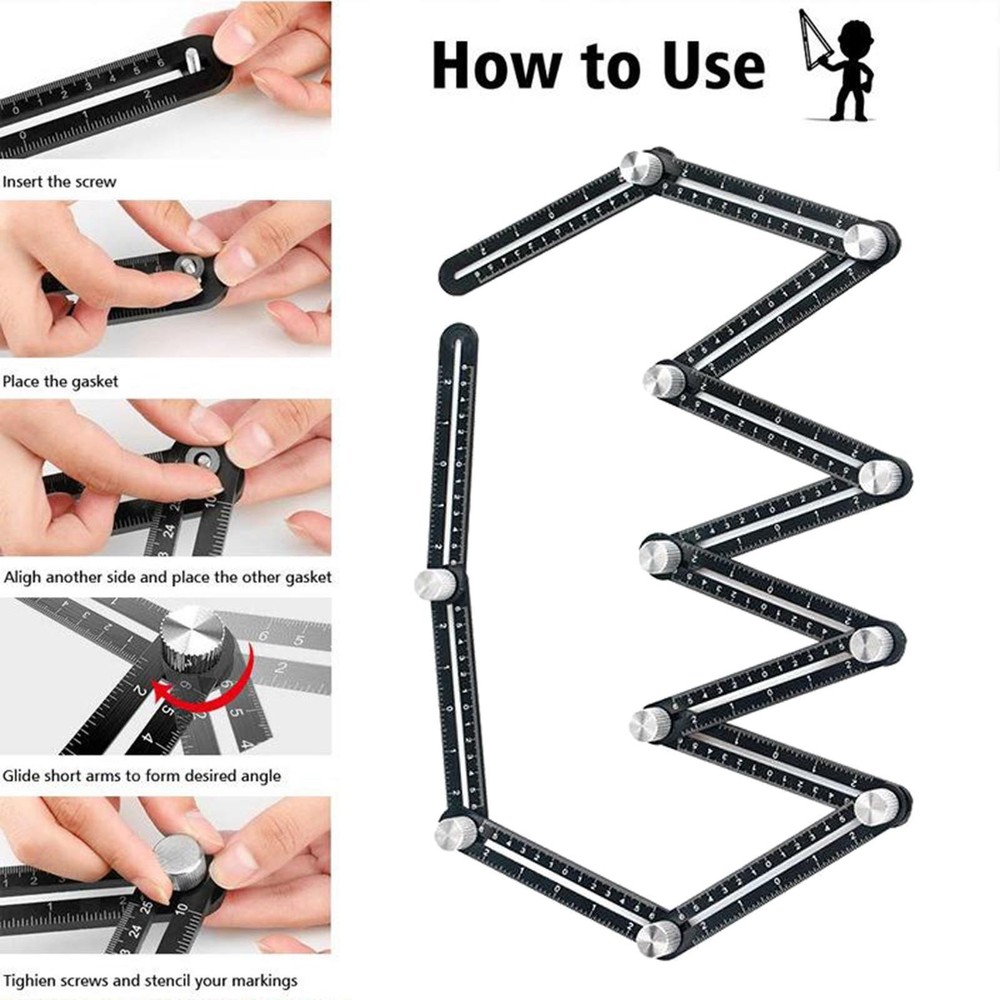 Multi Angle Measuring Ruler Angle Template Tool Aluminum Alloy Tile Measuring