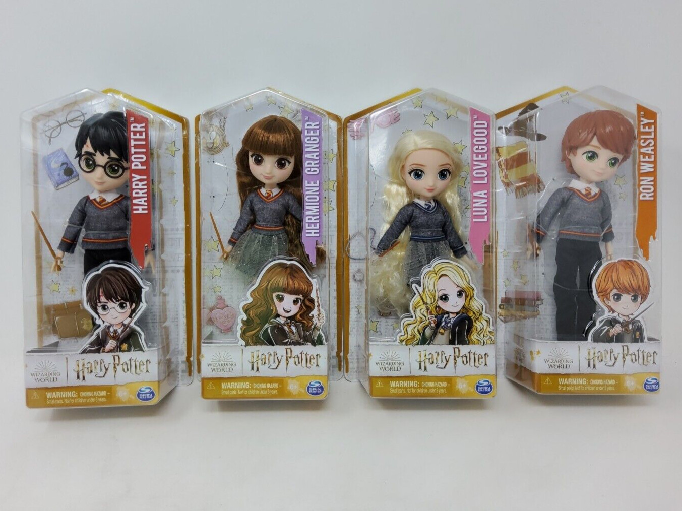 Wizarding World Of Harry Potter 8 Inch Dolls 4 Pack, Harry,Hermione,Luna,Ron