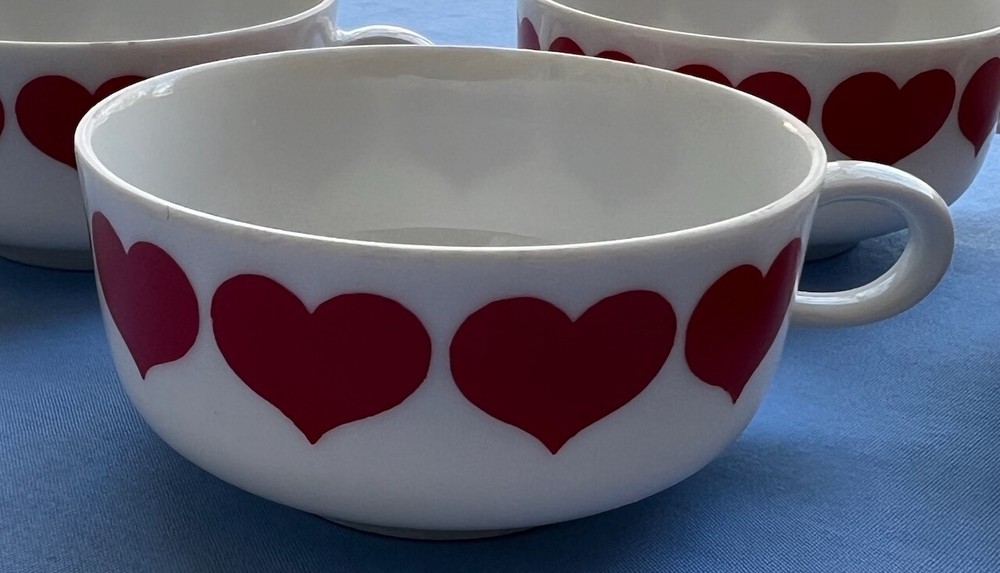 FIVE Bareuther Bavaria Red Hearts Low Coffee Cups
