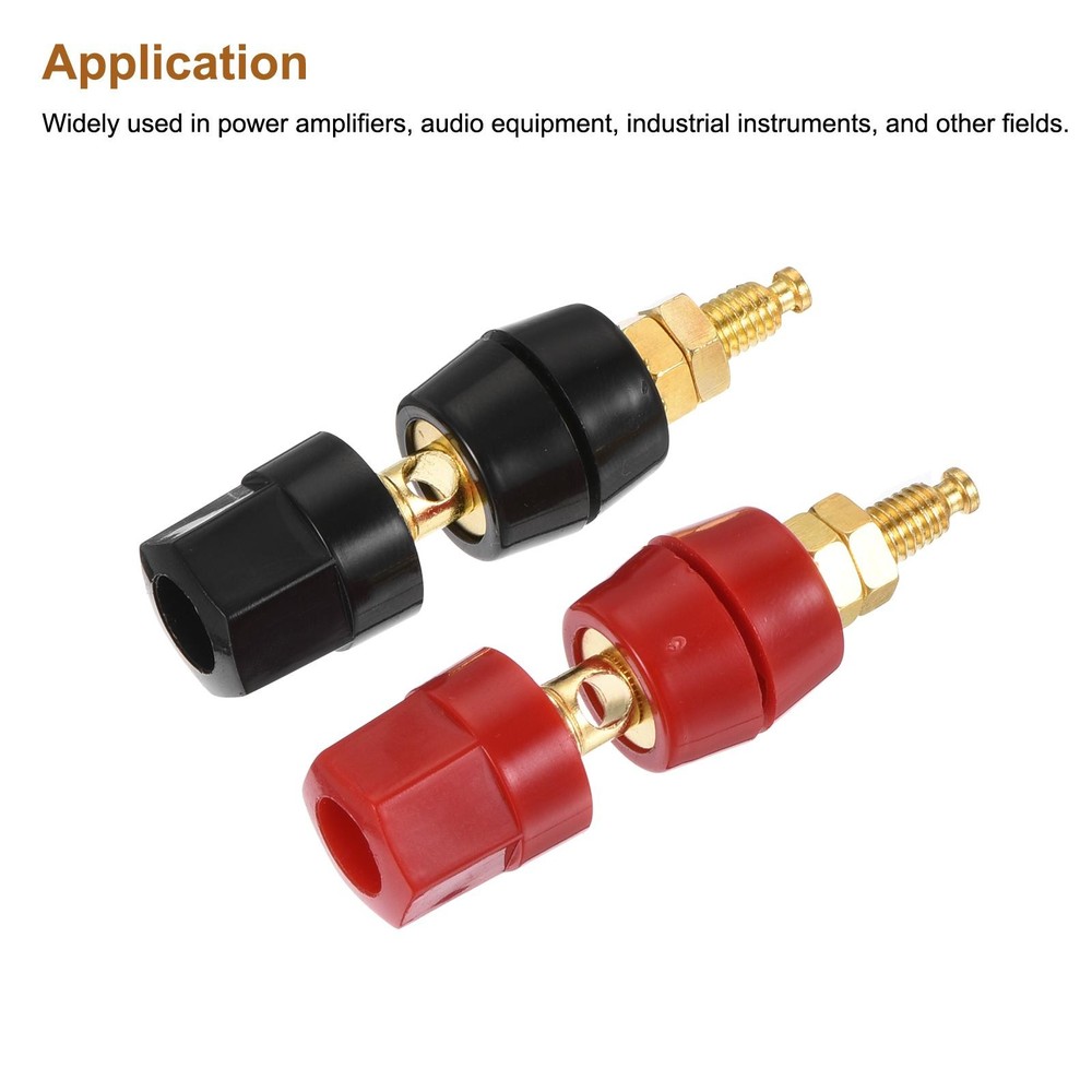 Terminal Binding Post Amplifier Terminal Connector Jack Speaker Black Red 2 Set