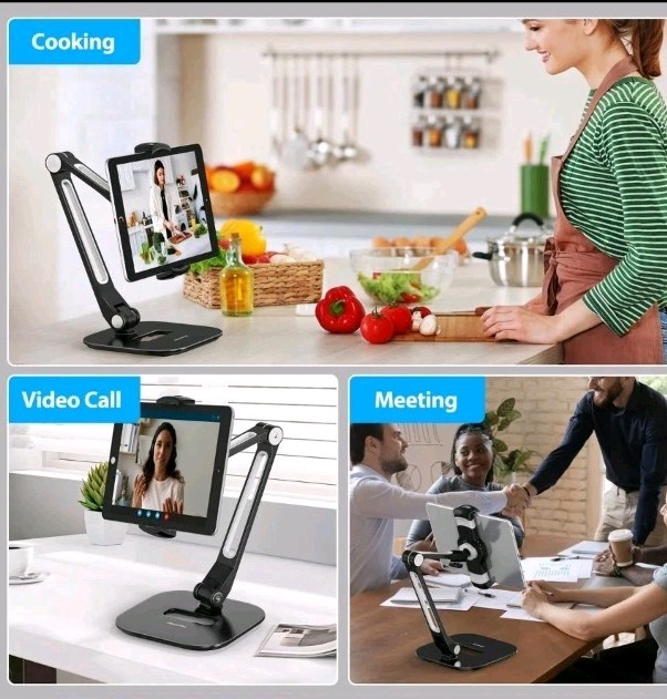Tablet Stand, Multi-Angle Adjustable iPad Stand Holder, 360° Swivel Tablets S...