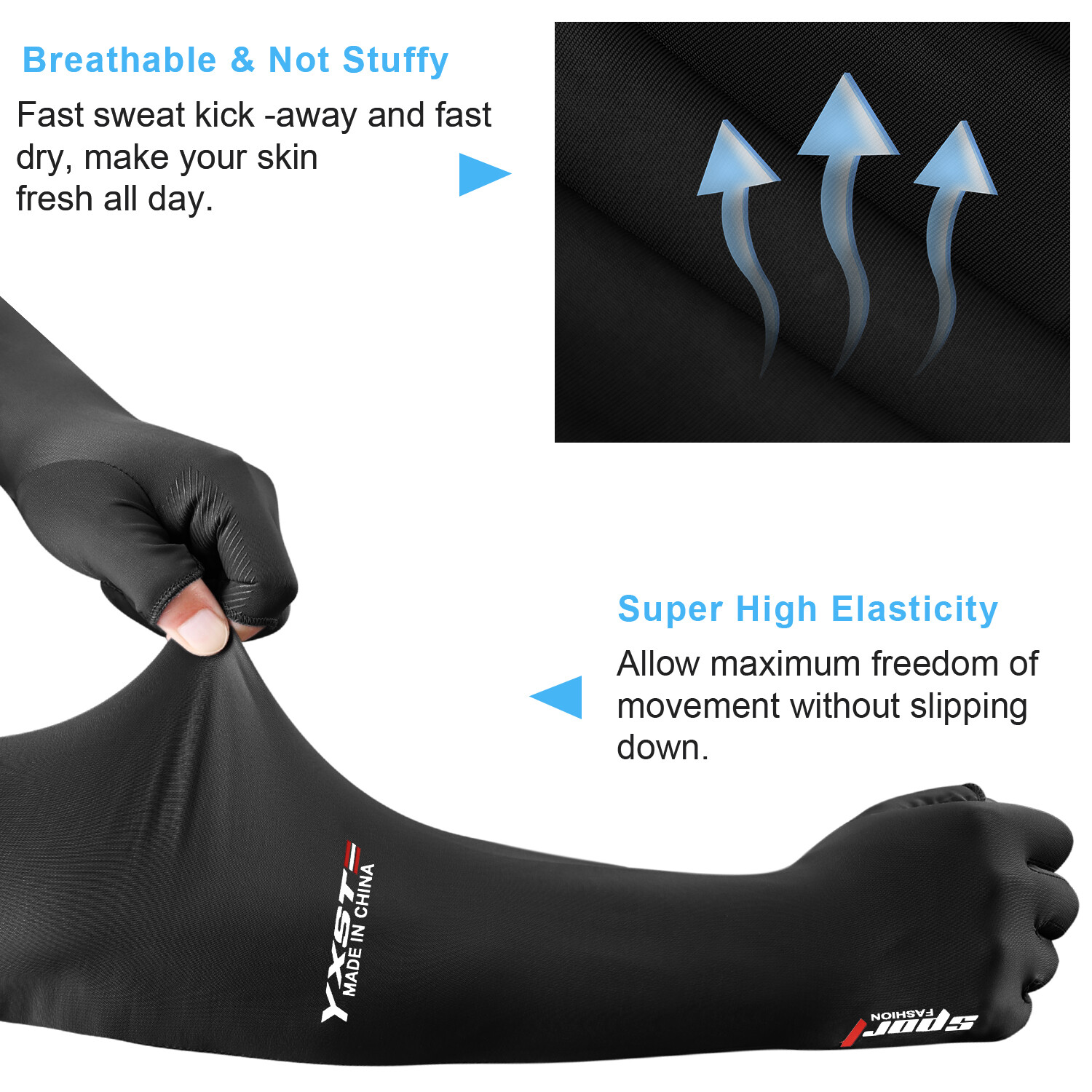 2Pair Finger Arm Cooling Sleeves Ice Silk Cover UV Sun Protection Outdoor Sports