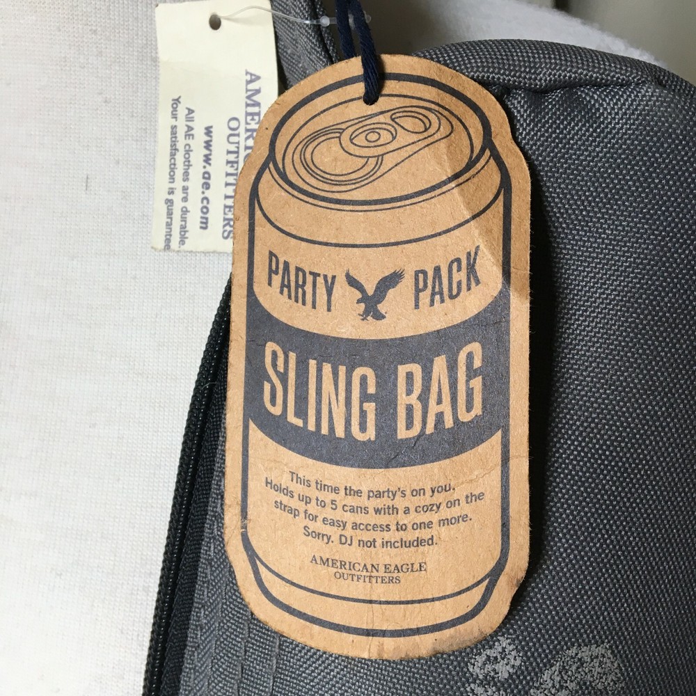 American Eagle Cooler Party Pack Sling Bag 5 Can Adjustable Strap Gray