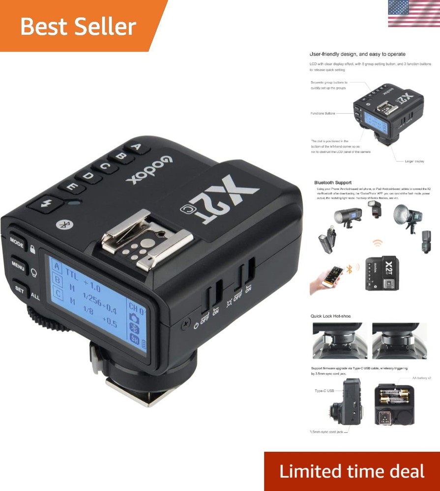 Professional X2T-C Wireless Flash Trigger for Canon: 5 Groups, Bluetooth Control