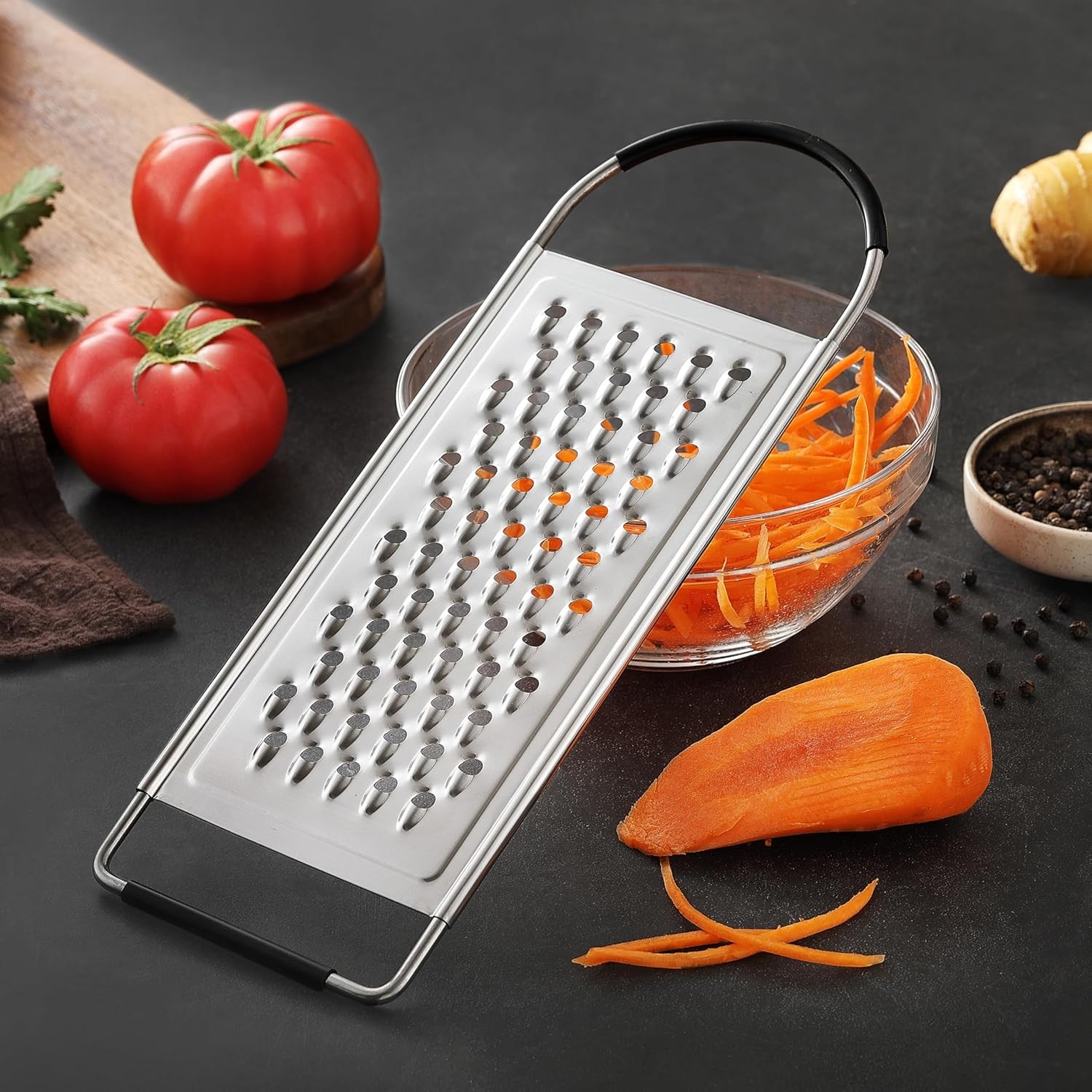 Cheese Grater Handheld, HIA Flat Coarse Stainless Steel Graters for Silver