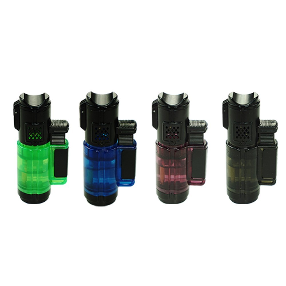 Triple Jet Flame Torch Lighter Refillable Lockable Windproof W/ Cigar Puncher