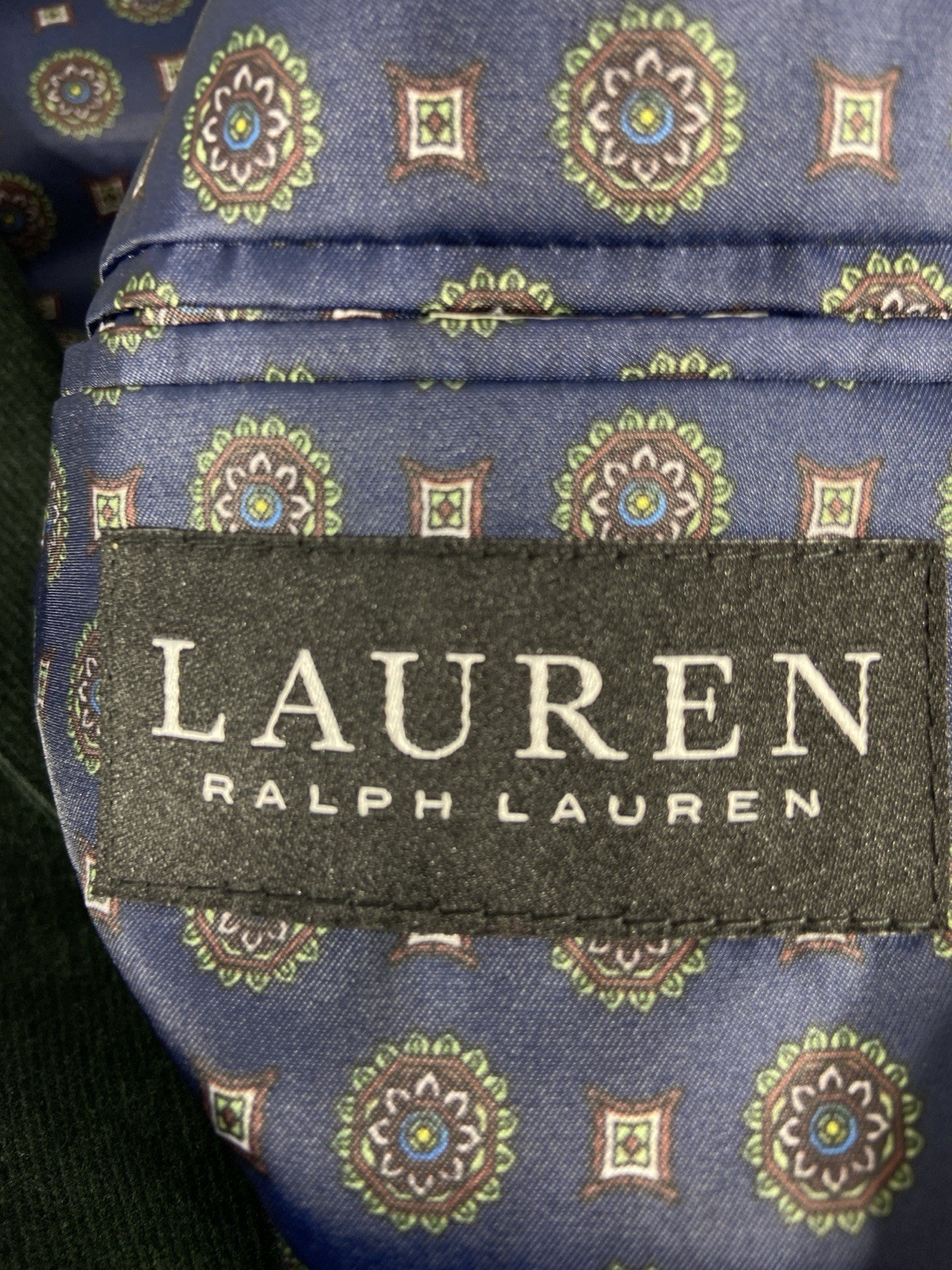 Lauren Ralph Lauren Jacket Men’s 36R Green Corduroy Sport Coat Elbow Patch EUC