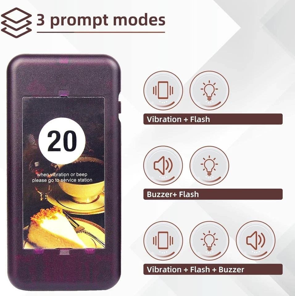 T111 Restaurant Pager System, Buzzers for Restaurant, 500M Long Range, Replaceab