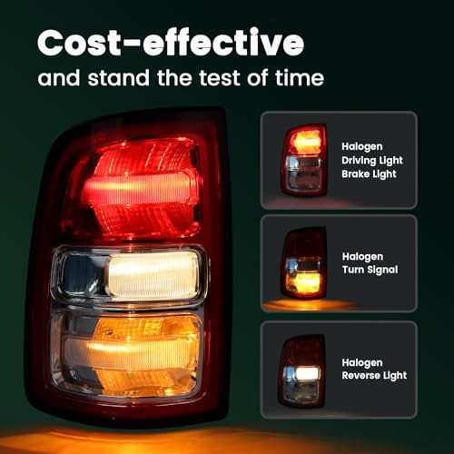 1 Pair Halogen Tail Lights Assembly Compatible Left & Right Red Bezel Halogen