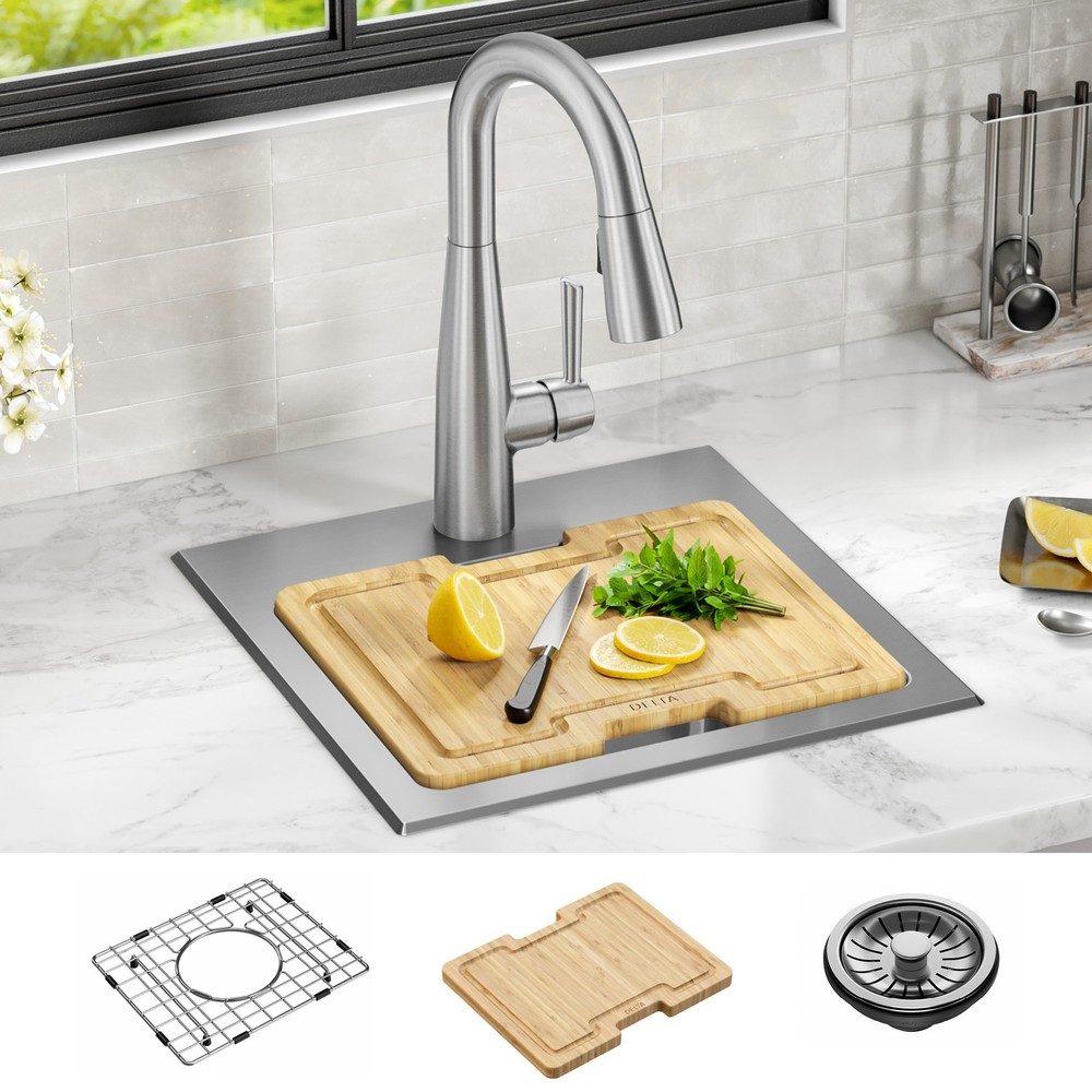 Delta Emery 15" Drop-In Sink – SS, WorkFlow Ledge, Single-Certified Refurbished