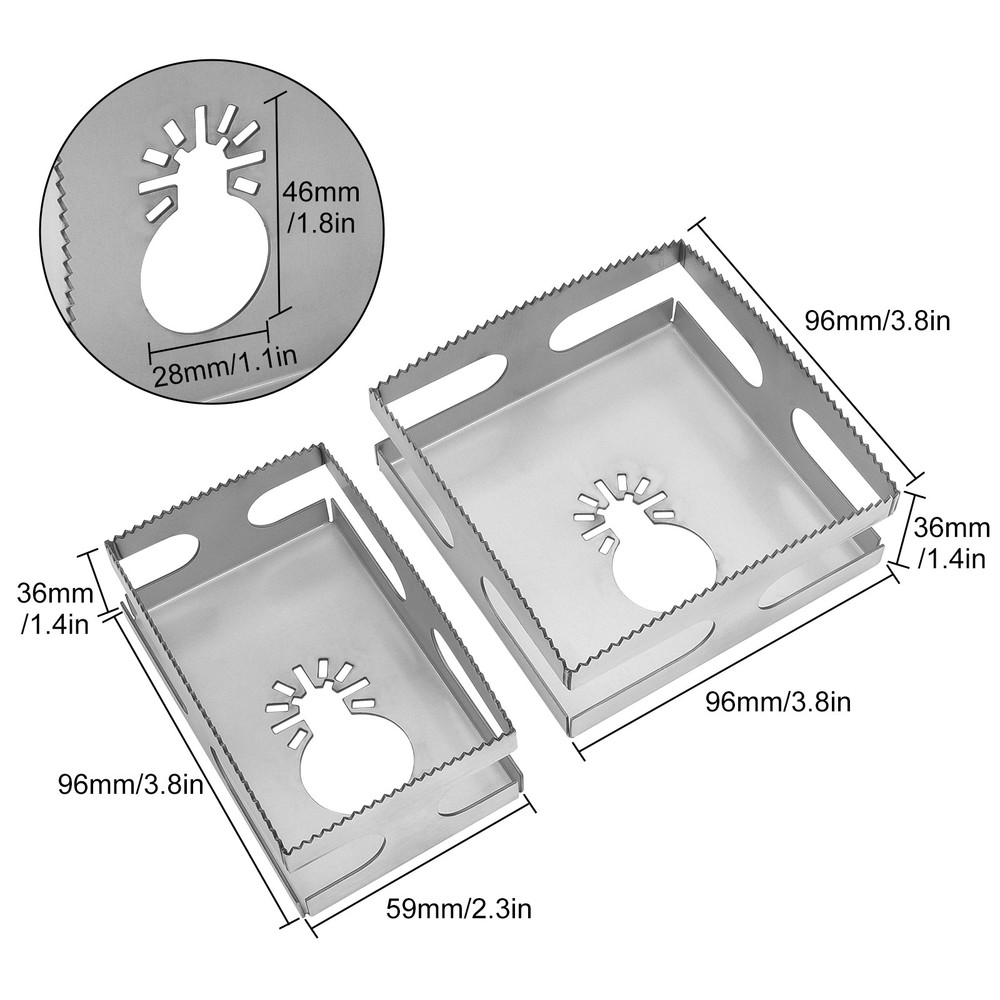 2x Square/Rectangle Slot for Oscillating Multi-Tool Cut-in Single Gang Wall Box