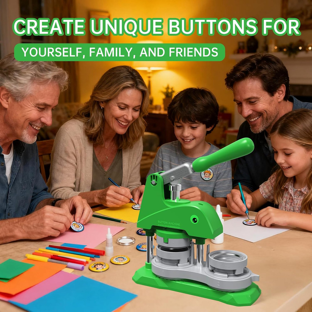 Button Maker Machine 3 Sizes, DIY Pin Making Machine 1+1.25+2.25 Inch, Interchan