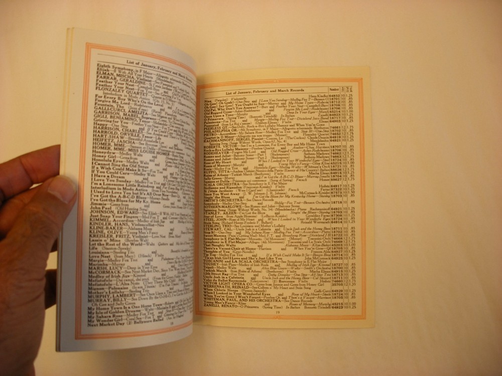 Original Victor Phonograph Record Catalog - March, 1921