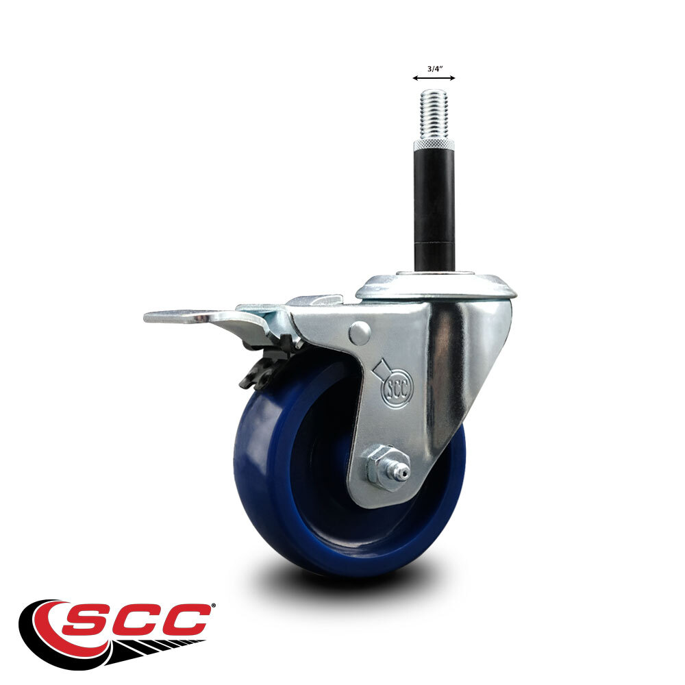 3.5 Inch Solid Poly Swivel 3/4 Inch Expanding Stem Caster Total Lock Brake SCC