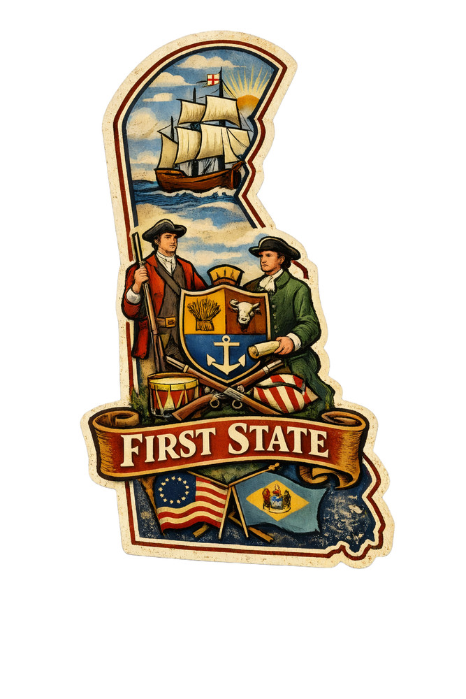 Delaware Custom State Sticker "The First State"