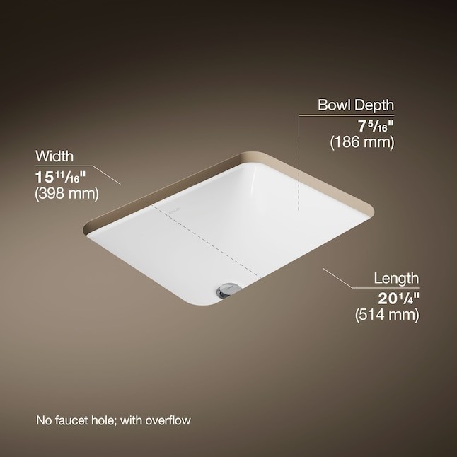 KOHLER Caxton Vitreous China 20.25-in Undermount Rectangular Transitional White