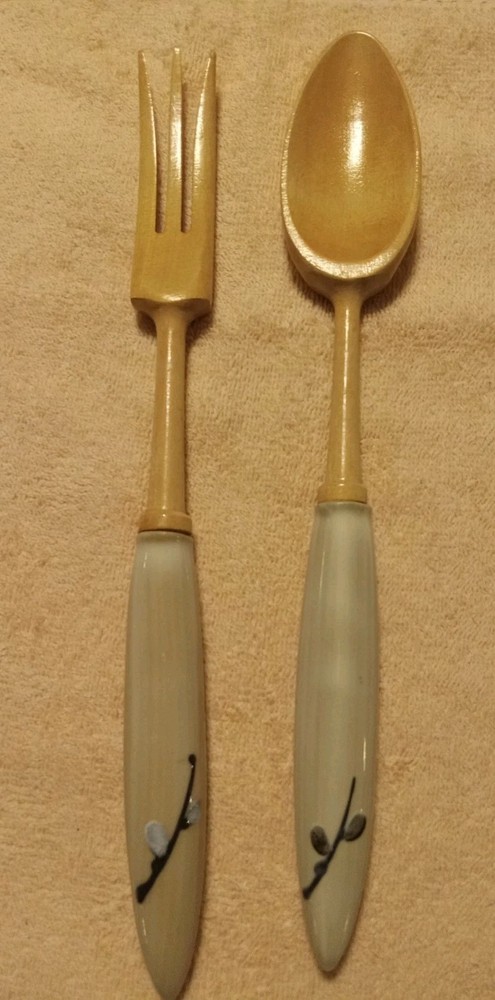 Wooden / Ceramic Salad Serving Set